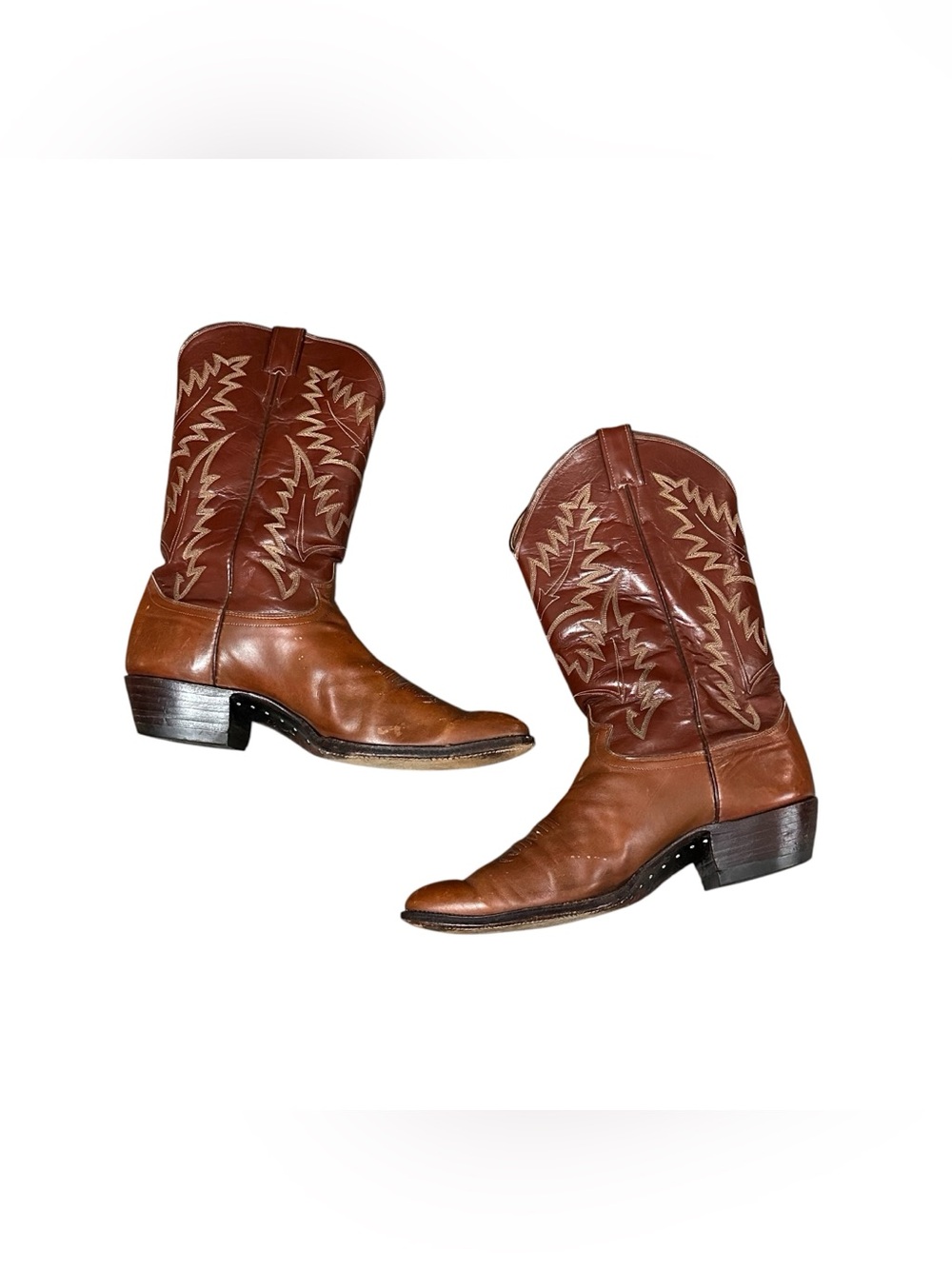 Justin Boots Men’s 12 E Brown Leather Snip Toe Western Cowboy Boots